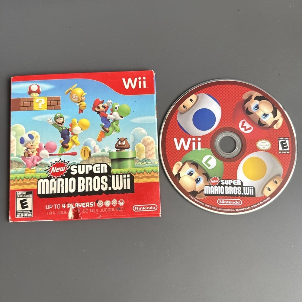 Nintendo Wii New Super Mario Bros. Wii Multiplayer Platformer Game Sleeve